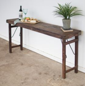 ANTIQUE WOODEN FOLDING CONSOLE TABLE