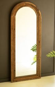 ARCHED TOP RECYCLED WOOD FRAMED FLOOR MIRROR