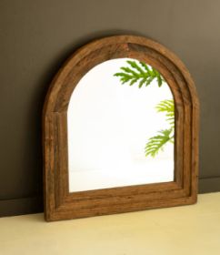 ARCHED TOP RECYCLED WOOD FRAMED WALL MIRROR