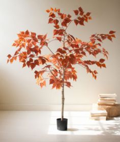 ARTIFICIAL AUTUMN BIRCH TREE IN A BLACK POT