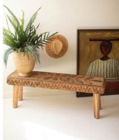 BANANA FIBER AND TEAKWOOD BENCH