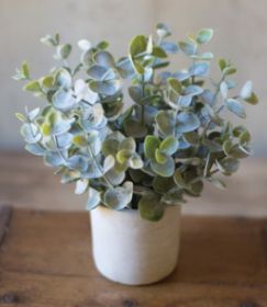 ARTIFICIAL BOXWOOD SAGE PLANT IN CONCRETE POT