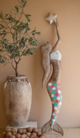 CARVED WOODEN MERMAID WALL DÃ‰COR