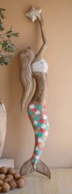 CARVED WOODEN MERMAID WALL DECOR