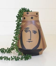 CERAMIC CONICAL FACE VASE
