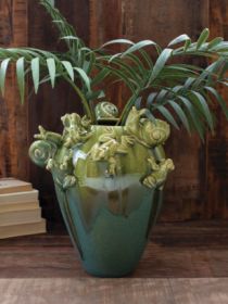 CERAMIC FROGS AND SNAILS VASE