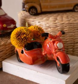CERAMIC MOTORCYCLE WITH SIDECAR PLANTER (MIN 2)