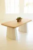 Table with Textured Base and Wooden Top