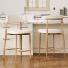 Counter Height Bar Stools Set of 2, Upholstered Counter Stools Modern Barstools with Metal Legs for Kitchen Island Dining Room, Beige