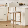 Counter Height Bar Stools Set of 2, Upholstered Counter Stools Modern Barstools with Metal Legs for Kitchen Island Dining Room, Beige