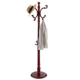 VEVOR Coat Rack Freestanding, Wooden Coats Rack Stand with Weighted Base & 11 Hooks, Free Standing Hall Coat Tree for Entryway, Bedroom, Living R
