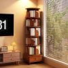 Rotating Bookshelf, 360 Display Corner Bookshelf for Small Space, 6 Tier Bookcase Storage Rack with Wheels