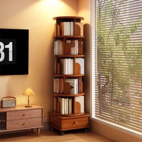Rotating Bookshelf, 360 Display Corner Bookshelf for Small Space, 6 Tier Bookcase Storage Rack with Wheels
