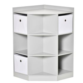 Children's Storage Organizer, Wooden Dresser Cabinet with Drawer and Bookshelf for Stylish Bedroom Decor,Gray