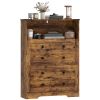Shoe Cabinet with 2 Flip Drawers, Narrow Shoe Storage Cabinet, Rustic Brown