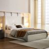 Carmen Upholstered Wingback Bed / Upholstered Platform Bed Frame / 52" High Headboard / Simplicity / Minimalist / No Box Spring Needed / California Ki