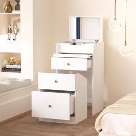 Small Vanity Desk with Mirror - White Makeup Vanitys Set Make up Table with Chair, Drawers