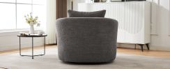 360° Swivel Chair, 38.2" Accent Chair Sofa, Upholstered Swivel Barrel Sofa Chair with a Throw Pillow for Living Room, Bedroom, Office and Hotel, Grey