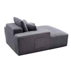 VEVOR Chaise Lounge Chair, 48 in Boneless Chaise Lounge Indoor, Modern Upholstered Oversized Reading Chair with Throw Pillows & Armrests