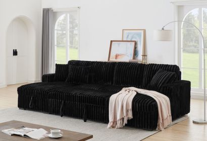 U Shaped Sleeper Sofa, 122 inch Overisze - 2 in 1 Pull Out Bed, Sectional Sleeper Sofa with Double Storage Chaise for Living Room
