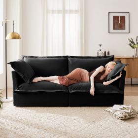 Modern Slipcovered 2-Seat Sofa Couches for Living Room, 2 Seater Sofa, Plain Chenille Deep Seat Sofa with Upholstered Cushion&Detachable Cover