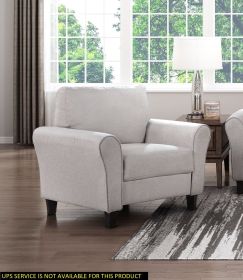 armModern Transitional Sand Hued Textured Fabric Upholstered 1pc Chair Attached Cushion Living Room Furniture