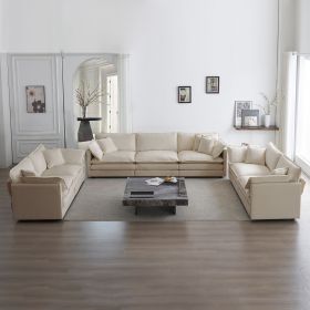 3 Piece Sofa Set Oversized Sofa Comfy Sofa Couch, 2 Pieces of 2 Seater and 1 Piece of 3 Seater Sofa for Living Room, Deep Seat Sofa Beige Chenill