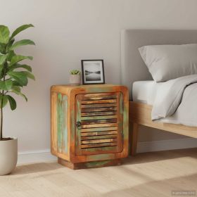 Bedside Cabinet Multicolor - Mixed Wood Tones Solid Reclaimed Wood