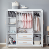 Armoire Wardrobe Closet, 4-Door 2 Wooden Drawers Tall Cabinet Luxury Style Closet Wardrobe for High Storage Capacity