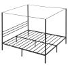 King Size Canopy Bed Frame, Metal Canopy Bed with Four Posters Design, Heavy Duty Steel Slats Support, Underbed Storage Space, No Box Spring Needed