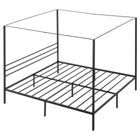 King Size Canopy Bed Frame, Metal Canopy Bed with Four Posters Design, Heavy Duty Steel Slats Support, Underbed Storage Space, No Box Spring Needed