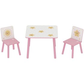 3-Piece Kids Toddler Table and Chair Set Furniture for Boys and Girls Aged 3-8, Bedroom, Nursery, Playroom, Pink