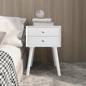 1PC Mid Century Wooden Multipurpose Side Table with 2 Storage Drawers Nightstand