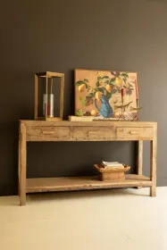 RECLAIMED WOOD THREE DRAWER CONSOLE - 59" LONG
