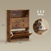 Shoe Cabinet with 2 Flip Drawers, Narrow Shoe Storage Cabinet, Rustic Brown