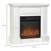 Elegant Electric Fireplace with Floral Carving - Realistic Flame Effect Heater for Cozy Room Ambiance