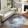 f4x6 Area Rug, Vintage Washable Rug, Non-Slip Floor Carpet for Living Room, Bedroom, Dining Room, Blue