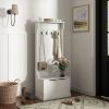 hallHall Tree with Coat Rack, Storage, and Sitting Bench, White