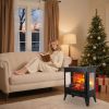 21 inchThree-sided Freestanding Electric Fireplace Stove heater with 3D Flame effect with remote control--Self-pickup is not supported