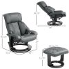 Faux Leather Swivel Massage Recliner with Ottoman, Remote, Side Pocket for Relaxation | Living Room Essentials