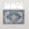 f4x6 Area Rug, Vintage Washable Rug, Non-Slip Floor Carpet for Living Room, Bedroom, Dining Room, Blue