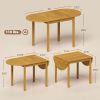 55" Wood Kitchen Table, Drop Leaf Tables for Small Spaces, Oak