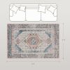 4x6 Area Rug, Vintage Machine Washable Rug, Non-Slip Floor Carpet for Living Room, Bedroom, Dining Room, Brown and Blue