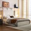 Carmen Upholstered Wingback Bed / Upholstered Platform Bed Frame / 52" High Headboard / Simplicity / Minimalist / No Box Spring Needed / California Ki