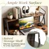 31.5 Inch Industrial Desk with Raised Shelf Metal Frame for Home Office Use