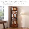 Rotating Bookshelf, 360 Display Corner Bookshelf for Small Space, 6 Tier Bookcase Storage Rack with Wheels