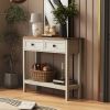 Farmhouse Style Console Table with 2 Drawer and Bottom Storage Shelf for Entryway, Rustic Side Table with Storage Drawer and Shelf for Living room