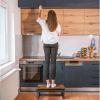 Heavy Duty Bed Step Stool for Adults, Steel Frame Step Ladder with Sturdy Wood Steps, Multi Purpose Safety Step for High Beds, Kitchen