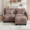 Chenille Supportive L-Shaped Loveseat Sofa with Delicate Waist Pillow,Ergonomic Curve Design, With Movable Ottoman, Easy Assembly for Living Room