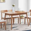 tNatural solid oak round corner diagonal leg telescopic table 1.2-1.6m, for 6-8 people to meet Dining table wood (light color)